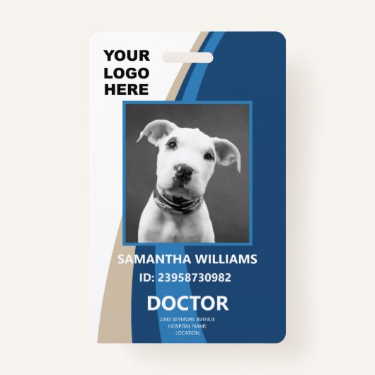 Medische foto-ID Logo Blauw en wit Badge (Voorkant)