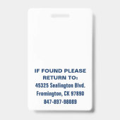 Medische foto ID Ocean Breeze Badge (Achterkant)