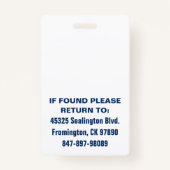 Medische foto ID Ocean Breeze Badge (Achterkant)