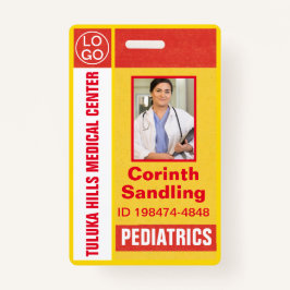 Medische Foto ID Retro Sinaasappel en Geel Badge