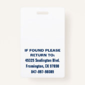 Medische foto ID Rood Wit en Blauw Badge (Achterkant)