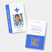Medische functionaris foto naam QR-code ID Badge (Voor- en achterkant)