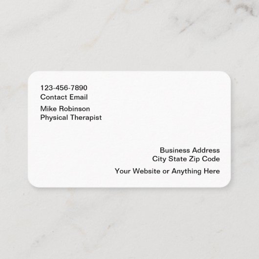 Medische fysiotherapeut Visitekaartjes (Achterkant)