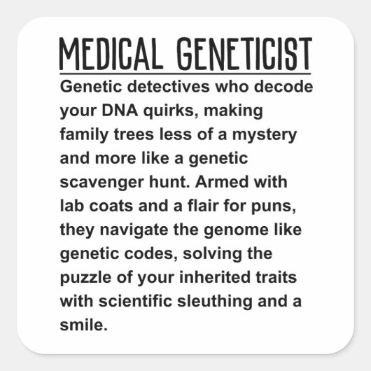 Medische geneticus vierkante sticker (Voorkant)