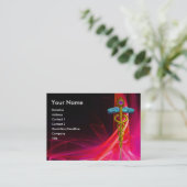 MEDISCHE GOUDE CADUCEUS, RODE PINK PAARSE LICHTWAV VISITEKAARTJE (Staand voorkant)