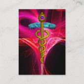 MEDISCHE GOUDE CADUCEUS, RODE PINK PAARSE LICHTWAV VISITEKAARTJE (Achterkant)