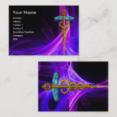 MEDISCHE GOUDEN CADUCEUS, BLAUW ROZE PAARSE LICHTG VISITEKAARTJE (Voorkant / Achterkant)