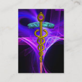 MEDISCHE GOUDEN CADUCEUS, BLAUW ROZE PAARSE LICHTG VISITEKAARTJE (Achterkant)