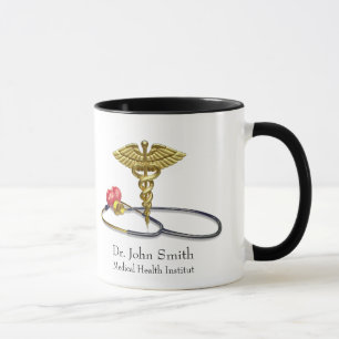 Medische Gouden Caduceus & Stethoscoop met Hart Mok