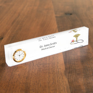 Medische Gouden Stethoscoop & Caduceus met Hart Naambordje