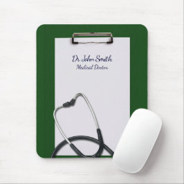 Medische Groene Klembord met Stethoscoop Muismat