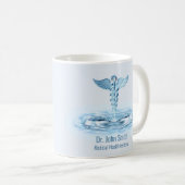 Medische Hermes Rod Caduceus Blauw Water Ripples Koffiemok (Voorkant rechts)