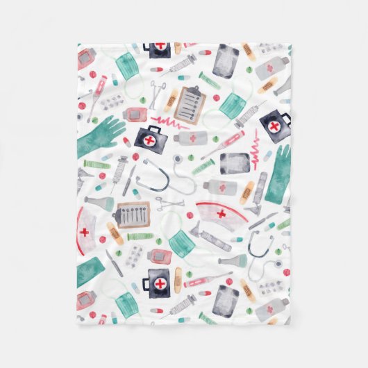 Medische hulpmiddelen in Waterverf Fleece Deken (Voorkant)