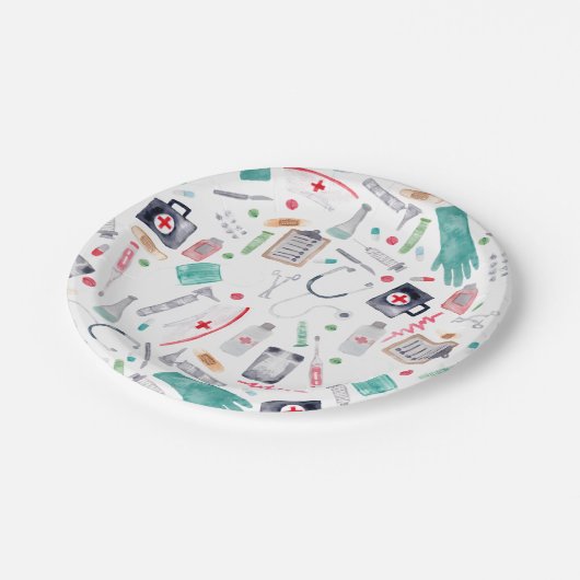 Medische hulpmiddelen in Waterverf Papieren Bordje (Gekanteld)