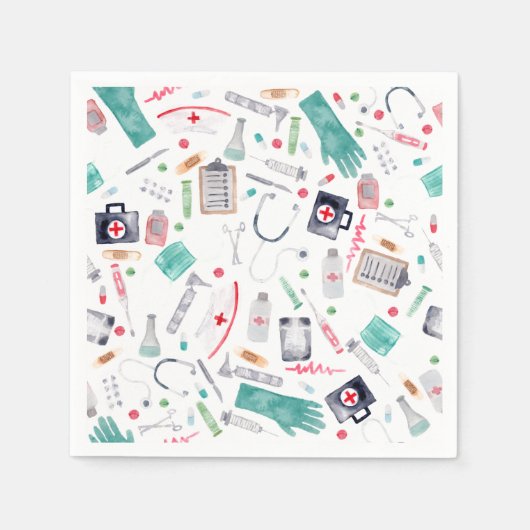 Medische hulpmiddelen in Waterverf Servet (Voorkant)