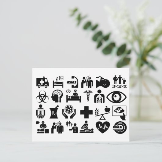 Medische Iconen vet zwart-wit ontwerp Briefkaart (Staand voorkant)