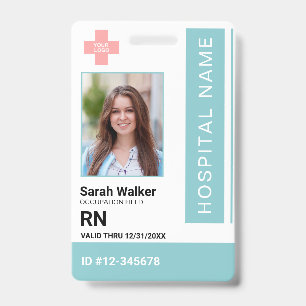 Medische ID-fotowerknemer Ziekenhuis licht turquoi Badge