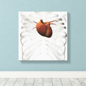 Medische illustratie van het menselijk hart en de  canvas afdruk (Insitu (Houten vloer))
