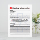 Medische informatie Noodkoelkast Kaart (Staand voorkant)