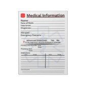 Medische informatie Noodkoelkast Notitieblok (Linkerzijde)