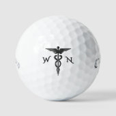 Medische insignia caduceus monogram golfballen (Voorkant)