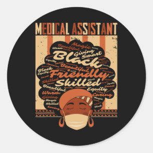 Medische Instant Kostuum Afro Vrouw Trots Zwarte H Ronde Sticker