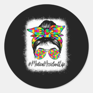 Medische Instant Messy Bun Ondersteunt Autisme Awa Ronde Sticker