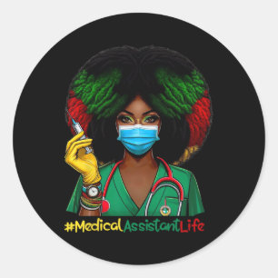 Medische Instant Nurse Afro Vrouw Nursing Juneteen Ronde Sticker