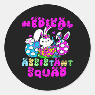 Medische Instant Squad Bunny Paasmuster Leven Ronde Sticker
