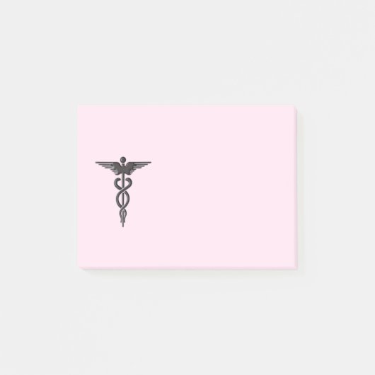 Medische kaducus op roze post-it® notes (Voorkant)