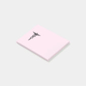 Medische kaducus op roze post-it® notes (Schuin)