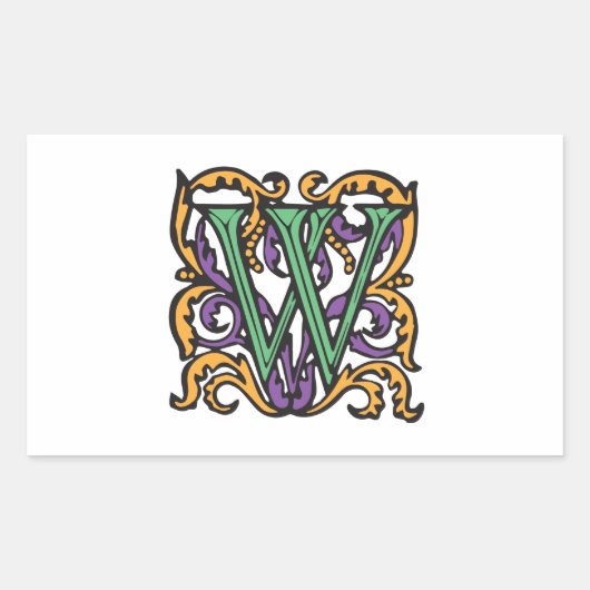 Medische kalligrafie Elegant Letter W Rechthoekige Sticker (Voorkant)