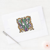 Medische kalligrafie Elegant Letter W Rechthoekige Sticker (Envelop)