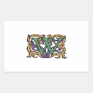 Medische kalligrafie Elegant Letter W Rechthoekige Sticker