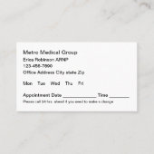 Medische Kantoor Budget Afspraak Visitekaartjes Afsprakenkaartje (Voorkant)