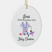 Medische Kerstmis Verpleegkundige Practitioner 202 Keramisch Ornament (Rechts)