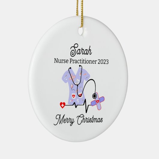 Medische Kerstmis Verpleegkundige Practitioner 202 Keramisch Ornament (Rechts)