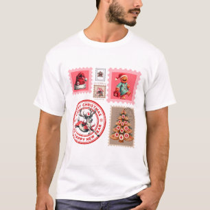 Medische Kerstzegel Collage Kunst T-shirt