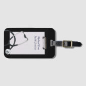 Medische klembord zwart met stethoscoop bagagelabel (Voorkant (horizontaal))