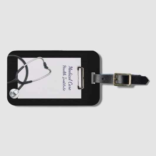 Medische klembord zwart met stethoscoop bagagelabel (Voorkant (horizontaal))