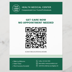 Medische Kliniek Dokter QR Walk-In Spoedzorg Groen Flyer