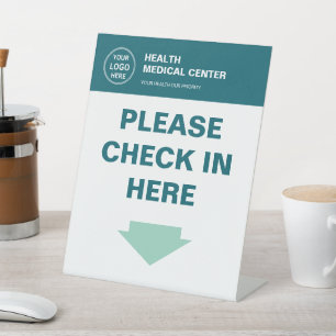 Medische Kliniek Gezondheidszorg Logo Check In Tea Reclamebord Met Voetstuk