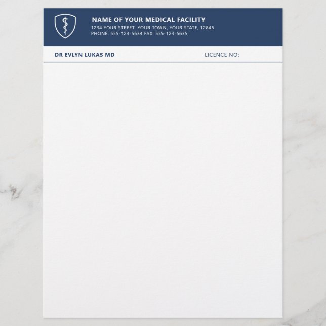 Medische Kliniek Navy Minimalistisch Briefhoofd (Voorkant)