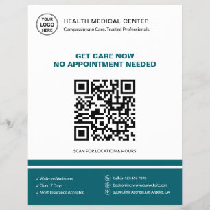 Medische Kliniek QR Walk-In Spoedeisende Zorg Wit  Flyer