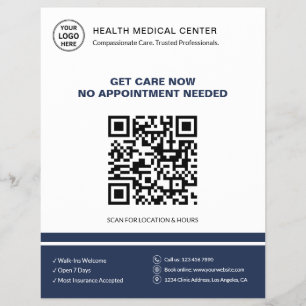 Medische Kliniek QR Walk-In Spoedeisende Zorg Wit  Flyer