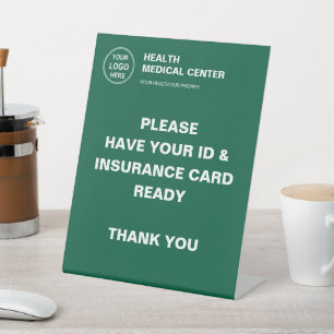 Medische Kliniek Zorg Groen Logo Verzekering Reclamebord Met Voetstuk