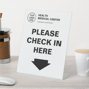 Medische Kliniek Zorg Logo Check In  Reclamebord Met Voetstuk