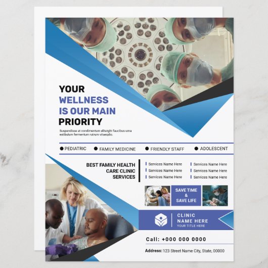 Medische kliniekdienst Flyer Sjabloon (Voorkant / Achterkant)