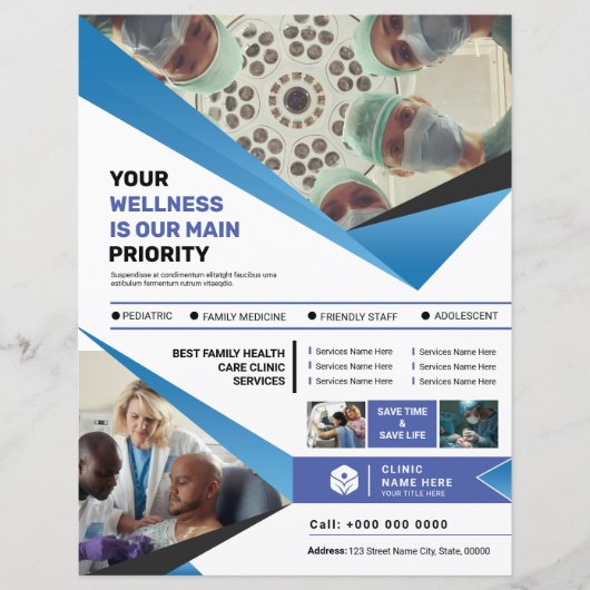 Medische kliniekdienst Flyer Sjabloon (Voorkant)