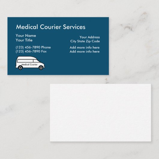 Medische koeriersdiensten visitekaartje (Voorkant / Achterkant)